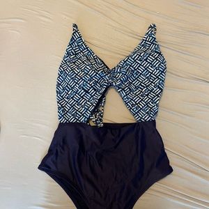Aerie one piece cut out backless high leg swimsuit size S